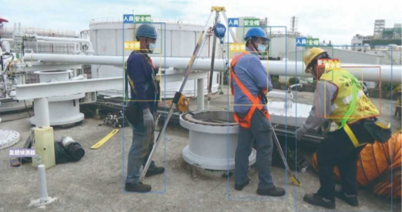以影像辨識工作人員是否確實配戴防護具（圖／台灣中油股份有限公司提供）。