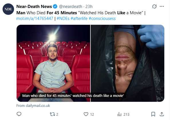 美國一名男子日前因服用含毒成分的健身補充劑,在餐廳廁所內突然昏倒最終成功被救回,而他也分享了自己「靈魂出竅」、「觀看死亡過程」的驚悚經歷。(圖/翻攝自X)