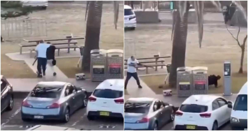 艾哈邁德與槍手激烈扭打後成功奪下步槍，並將槍口指向對方，迫使槍手撤退至橋邊。（合成圖／翻攝自X平台／@AZ_Intel_）