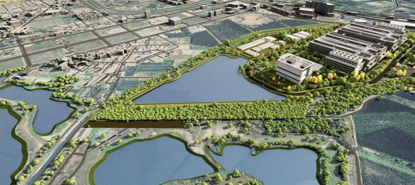 高雄市政府指出，未來白埔產業園區透過園區滯洪池、綠帶及公園規劃，推動產業與環境共生。（圖／翻攝自高雄市政府官網）