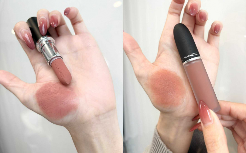 M·A·C 極自我柔霧唇膏#627/850元、M·A·C 絲柔粉霧唇釉#951/1,180元(圖/吳雅鈴攝)