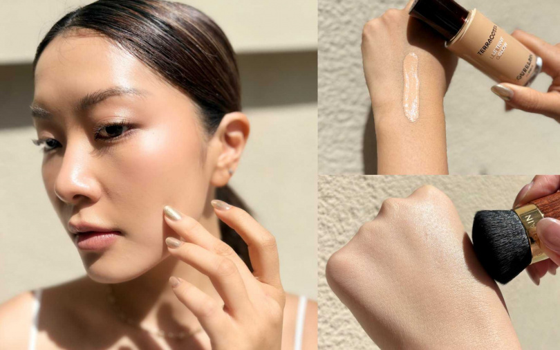 推薦可使用嬌蘭的訂製無瑕粉底刷上妝，打造量身訂製的遮瑕效果。（圖／吳雅鈴攝）