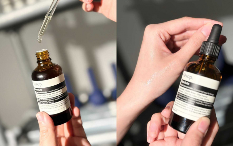 以裸傳導高效能A醇(HPR)和角鯊烷、大西洋雪松萃取調配出極度輕盈細緻的油精華質地，因為延展性極佳，非常適合佐以按摩手法。（圖／吳雅鈴攝）