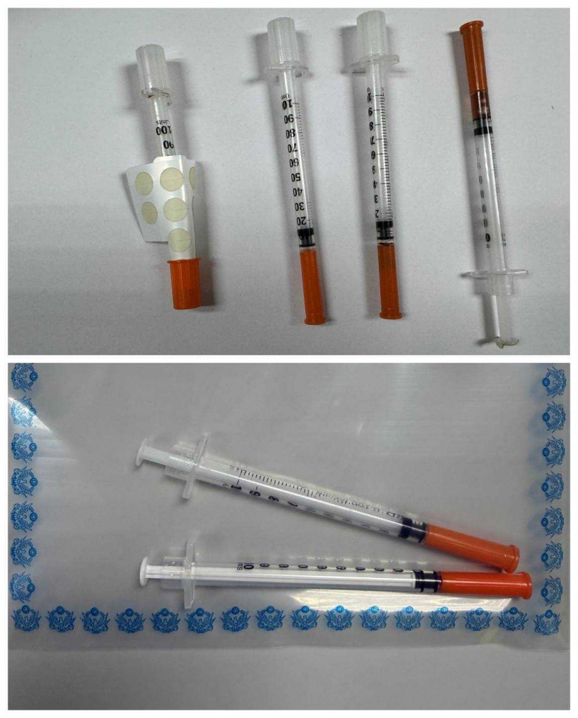 警方搜出的毒品和注射針筒。(圖/警方提供)