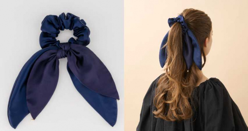 Alexandre de Paris 綢緞雙重綁帶荷葉髮束／9,700元（圖／品牌提供）