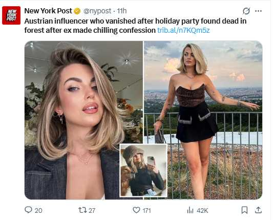 警方在斯洛維尼亞偏遠森林中尋獲史蒂芬妮皮珀的遺體，遺體被藏於行李箱內，地點隱密難尋。（圖／翻攝自x，@nypost ）