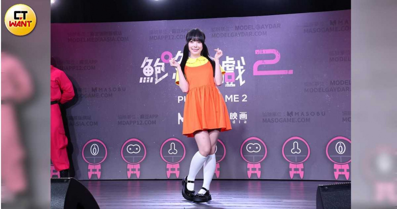 日本AV女優蘭蘭也將出演《鮑魚遊戲2》。(圖/焦正德攝)