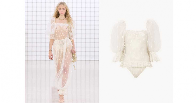 Jennie同款Chloé白色蕾絲刺繡上衣/119,200元(圖/品牌提供)