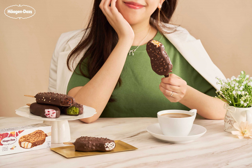 Häagen-Daz全系列脆皮雪糕採用頂級原料搭配濃醇冰淇淋。（各129元，圖／Häagen-Dazs提供）