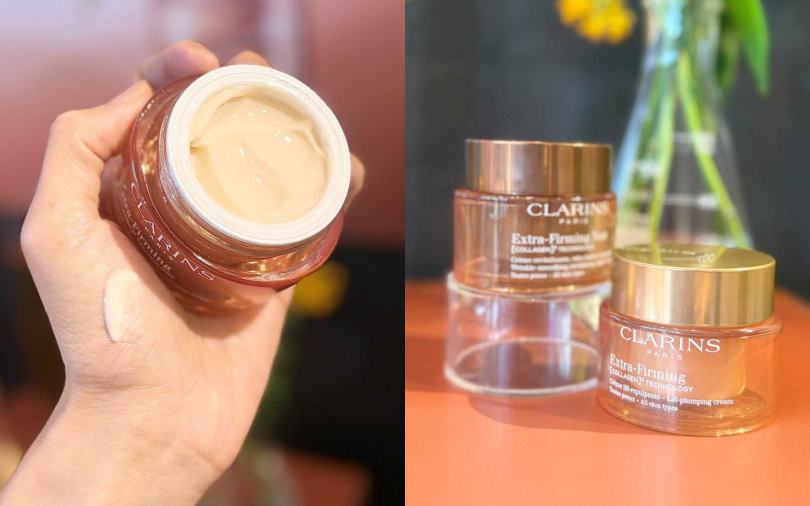 克蘭詩煥顏緊緻膠原日霜50ml/3,850元 利用獨家「水包油」科技,雖然是霜,但質地卻如冰淇淋般清爽柔滑不黏膩。(圖/吳雅鈴攝)