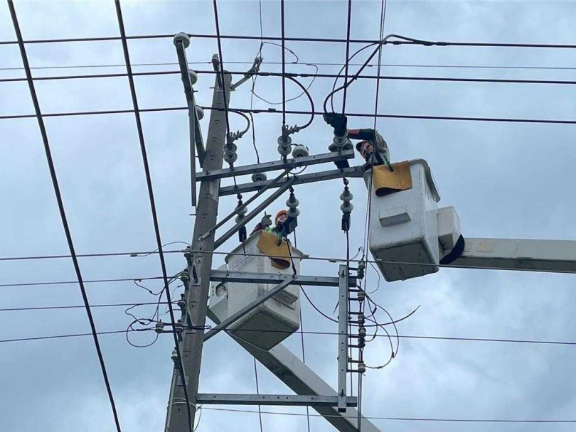 台電新營區處同仁執行電力搶修作業。（圖／台電新營區區處提供）