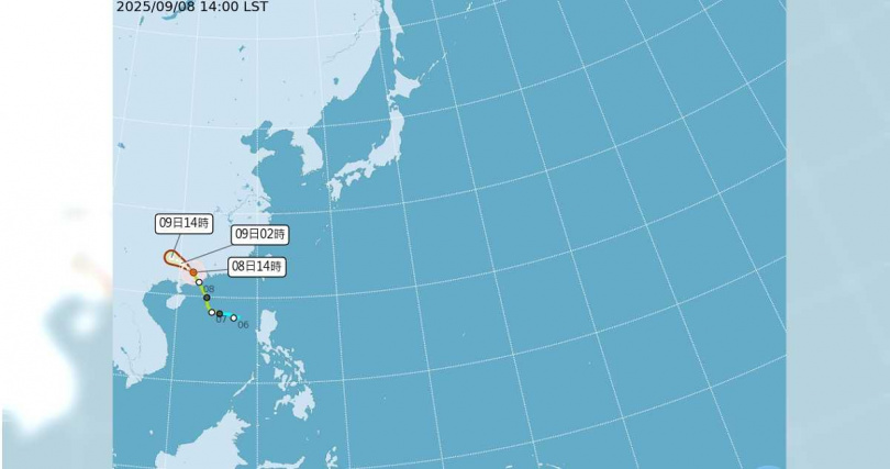 輕度颱風「塔巴」路徑潛勢預報圖。（圖／翻攝自氣象署）