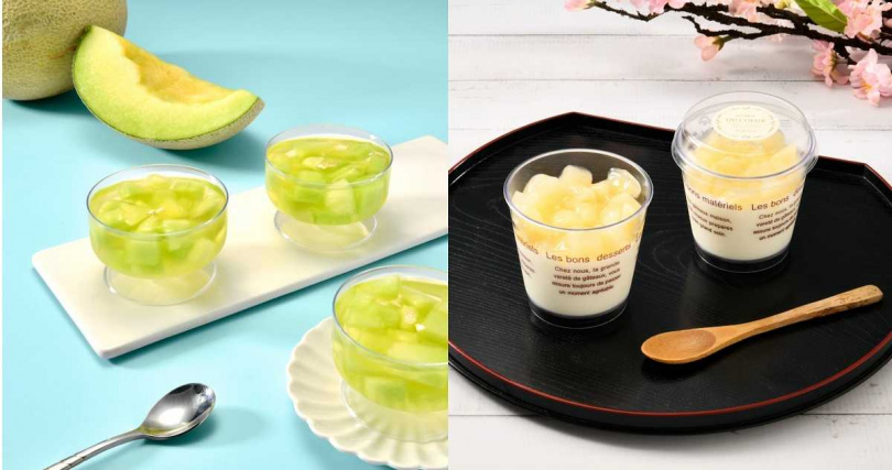 「Hello蜜瓜凍」（左）、「白桃優格奶酪」。（各89元，圖／亞尼克提供）