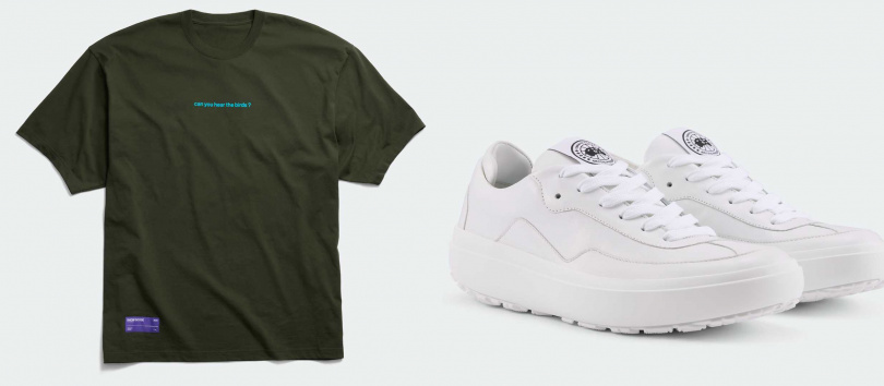 Zenith苔墨綠色T恤／11,300元，Ossington 白色運動鞋(男款) ／14,800元（圖／品牌提供）