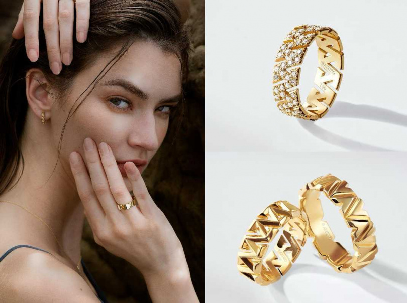 AZ Signature系列:AZ Signature P 18K黃金鑲鑽戒指/約 220,000元;AZ Signature S 18K黃金戒指/約84,000元;AZ Signature I 18K黃金戒指/約 115,000元(圖/品牌提供)