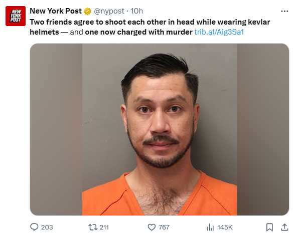 哈里斯郡警長岡薩雷斯痛批事件難以置信,強調防彈頭盔並非絕對防護。(圖/翻攝自X,@nypost)