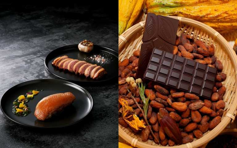 鵝鋪子 翡麗鵝胸 250g / 450元；MOONDEER CACAO 台灣莊園級黑巧克力 30g/280元。（圖／品牌提供）