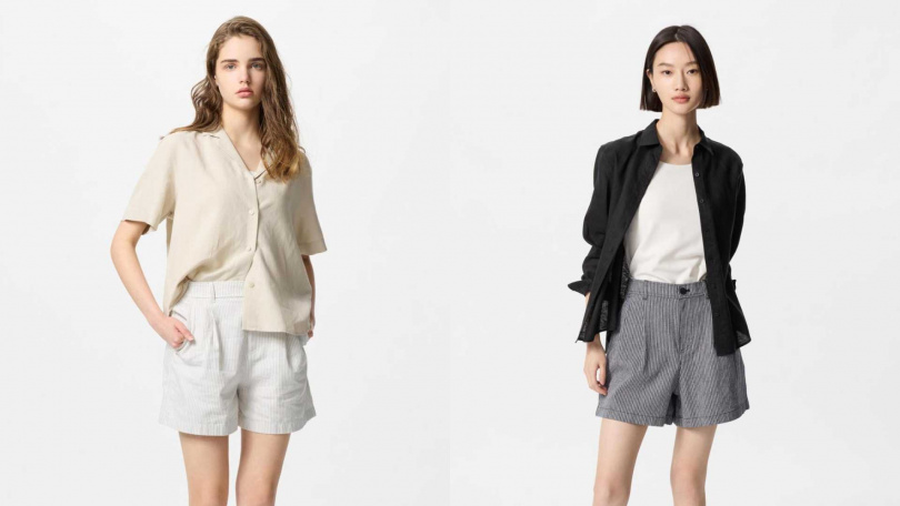 UNIQLO棉麻短褲(條紋)／790元（圖／品牌提供）