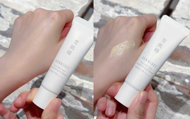 使用空氣薄紗透氣配方，以柔滑的質地巧妙遮蓋毛孔、泛紅、膚色不均及暗沉，呈現出充滿透亮感的自然粧容。雪肌精 漾活舒敏空氣薄紗飾底乳 30mL／580元（圖／廖怡婷 攝）