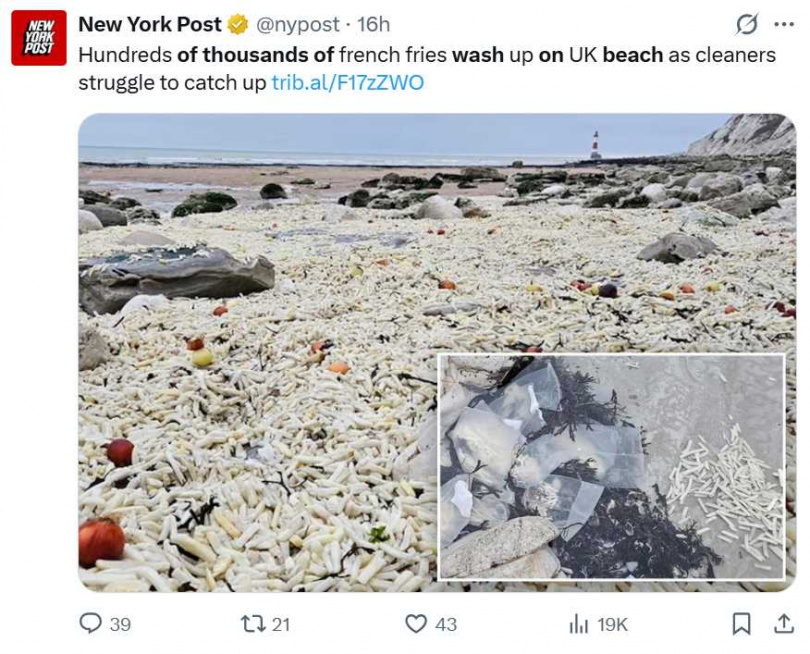 東薩塞克斯郡議會呼籲民眾外出時留意寵物安全，勿任意接觸異物。（圖／翻攝自X，@nypost）