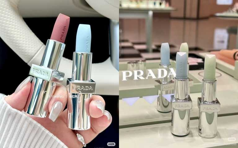 PRADA BEAUTY經典潤唇膏/1,550元。(寶寶藍、寶寶綠)(圖/取自Hannahchic.kr IG、翻攝自小紅書)