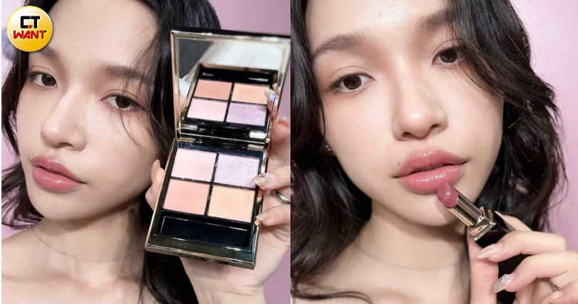 SUQQU晶采盈緻眼彩盤#147／2,600元、SUQQU晶采柔艷唇膏#108／2,050元（圖／吳雅鈴攝）