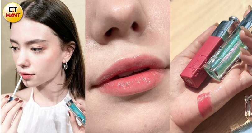 推薦以水唇露#671疊擦俏唇蜜#094，實現好juicy的水感嘟嘟美唇。（圖／吳雅鈴攝）