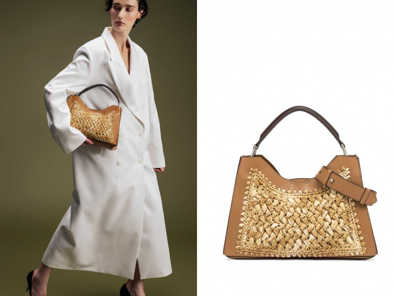 Gianni Chiarini Aurora草編皮革拼接包／24,800元（圖／品牌提供）