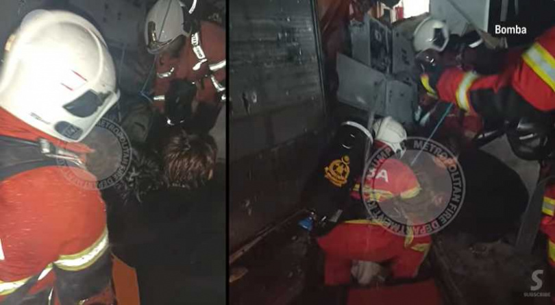 爆炸發生於精英大學四樓餐廳，牆面坍塌、碎裂瓦礫散落一地。（圖／翻攝自馬來西亞The Star）