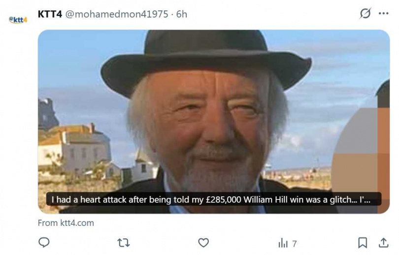 男子獎金遭撤回後身體不適送醫，目前仍在治療中。（圖／翻攝自X，@mohamedmon41975）