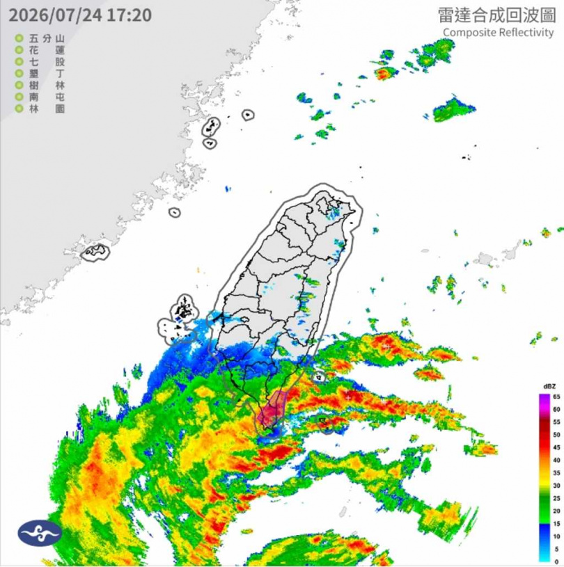 紅霞颱風持續吸收西南風水氣,近3小時強度略增、暴風圈擴大,未來仍有增強趨勢。(圖/中央氣象署)