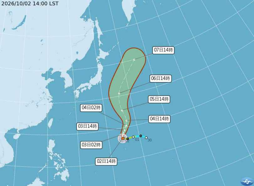 彩雲颱風路徑預測。(圖/氣象署提供)