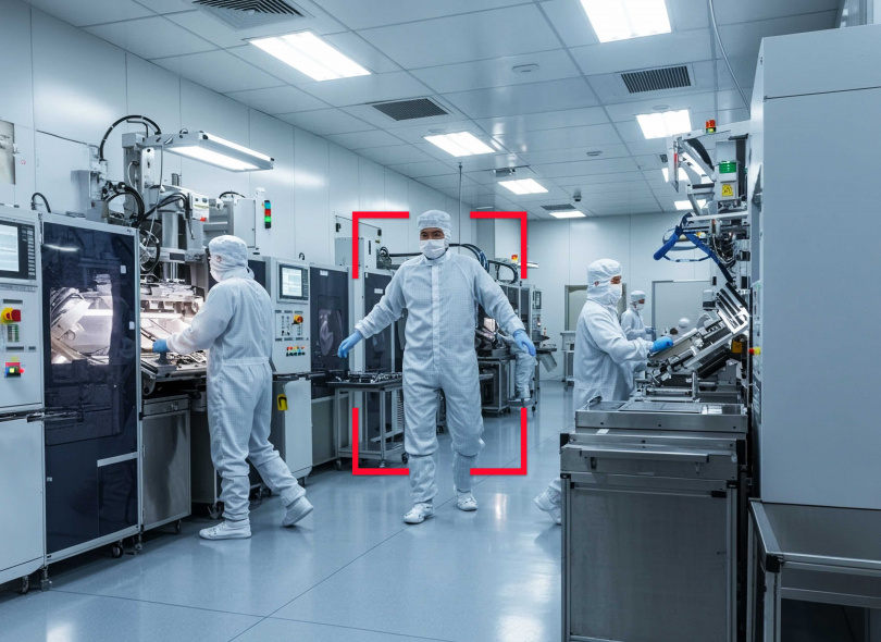 無塵的工作環境是構建智慧工地最重要考驗，AI的情況辨識率必須達到九成以上。（圖／和平整合提供）。