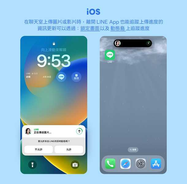 離開畫面也可以追蹤上傳進度。（圖／翻攝自LINE台灣官方BLOG）