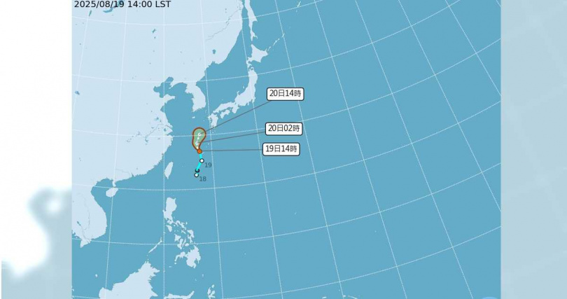 熱帶性低氣壓TD15號通過琉球群島後將朝日本、韓國一帶移動。（圖／翻攝自氣象署）