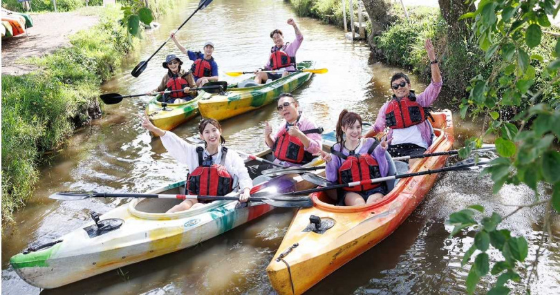 卜學亮、姚元浩、郭泓志3位星級領隊,帶著大家一起泛舟。(圖/好看娛樂提供)