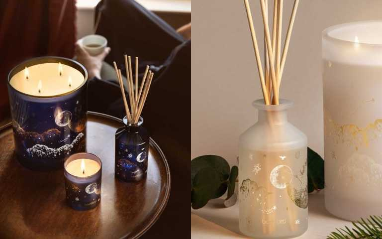 Bamford 堅果織境限量室內擴香、蠟燭全系列、還有白色是冷衫香氣。（圖／品牌提供）​