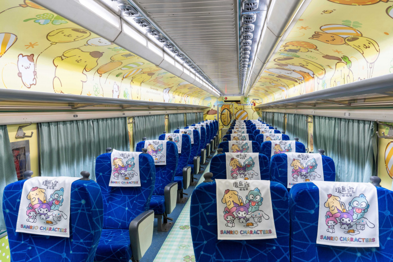 有布丁狗相關佈置的商務車廂。（圖／易遊網提供）