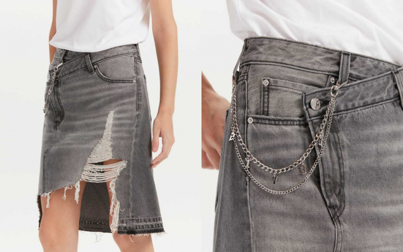 Levi’s®女款 牛仔裙 ROCK&ROLL系列／4,590元 走路時若隱若現的腿部線條，太性感了吧！（圖／品牌提供）