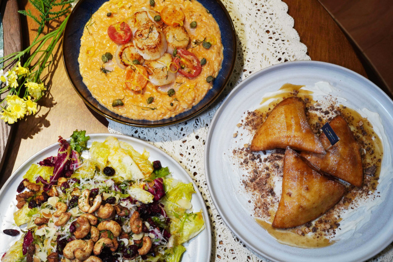 店內也提供清爽沙拉、燉飯或義大利麵等主食，以及奶油起司派、薄餅等滿足螞蟻人的甜點。（圖／魏妤靜攝）