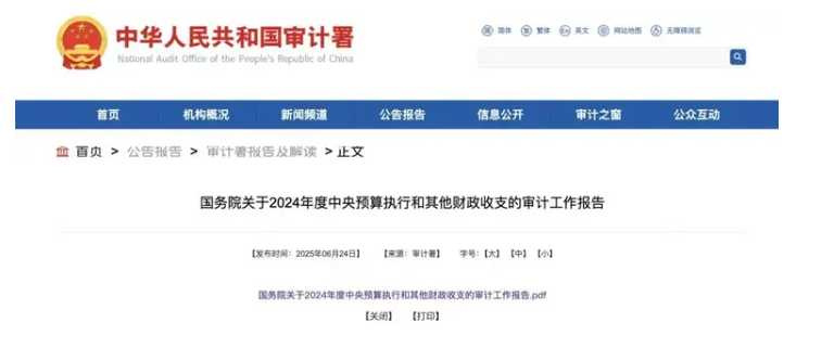 審計部門查出問題，但相關經辦單位卻未能及時發現，監管漏洞引質疑。（圖／翻攝自中華人民共和國審計署官網）