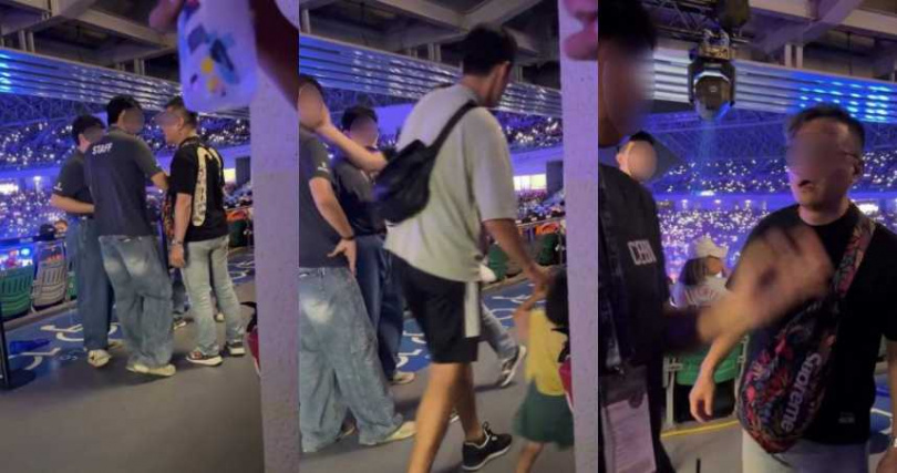 49歲蔣姓男球迷在球場動手打20歲蔡姓工讀生巴掌，後續遭警方帶回派出所調查。（圖／翻攝自Threads／@huhu_artnhandmade）