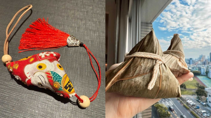 在台體驗端午節，頌樂首次嘗試粽子並且縫製香包。（圖／取自頌樂IG、微博）