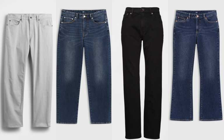Gap 直筒牛仔褲(男) / 1,999元、城市直筒牛仔褲(男) / 1,999元、Gap 高腰直筒牛仔褲(女) / 1,699元、修身牛仔褲(女) / 1,699元(圖/品牌提供)