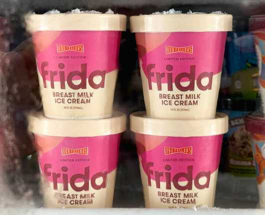 這款冰淇淋雖未使用人類母乳，但加入富含營養的牛初乳補充劑。（圖／翻攝自 Frida）