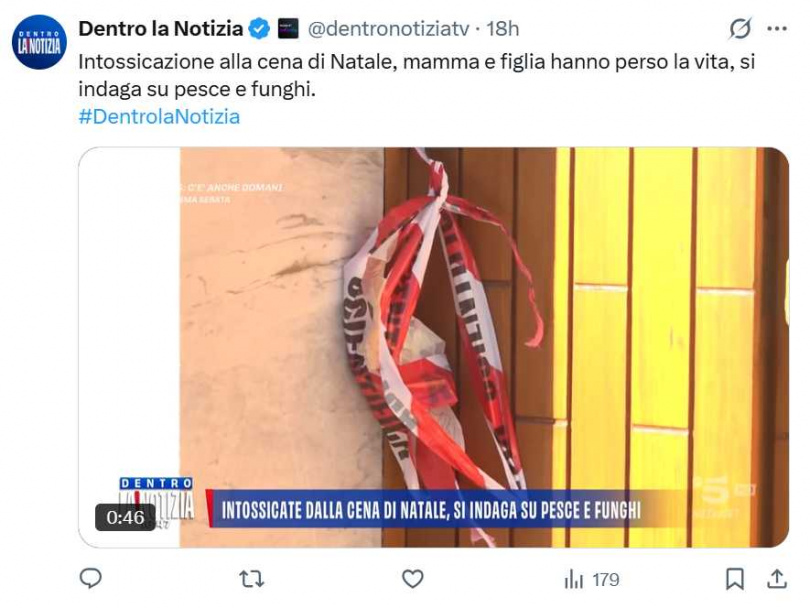 義大利南部坎波巴索Cardarelli醫院，母女疑因食物中毒先後在此病逝，檢方已展開調查。（圖／翻攝自X，@dentronotiziatv）