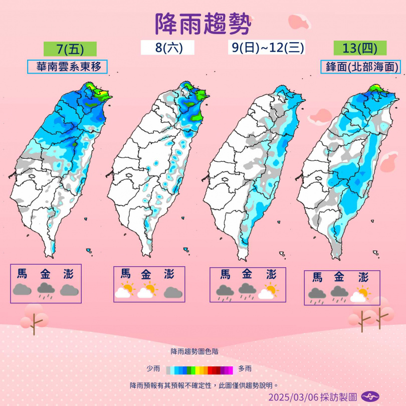 一周降雨趨勢。（圖／氣象署提供）