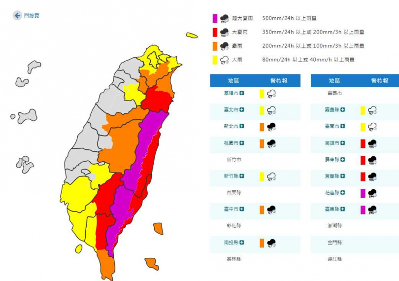 豪雨特報。(圖/中央氣象署)
