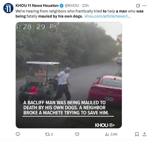 整起攻擊事件發生於家門車道，過程長達數分鐘。（圖／翻攝自X，@KHOU）