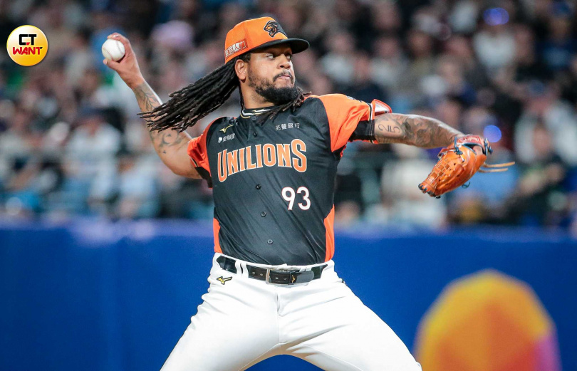 統一先發投手飛力獅6局無失分，獲單場MVP。（圖／趙文彬攝）
